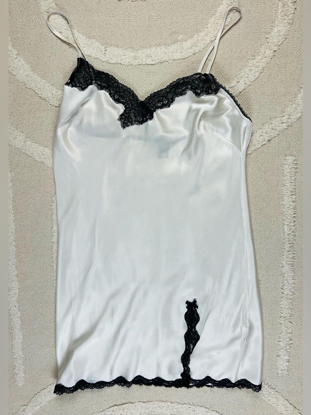 Victoria's Secret White & Black Satin Slip Dress – Size Medium